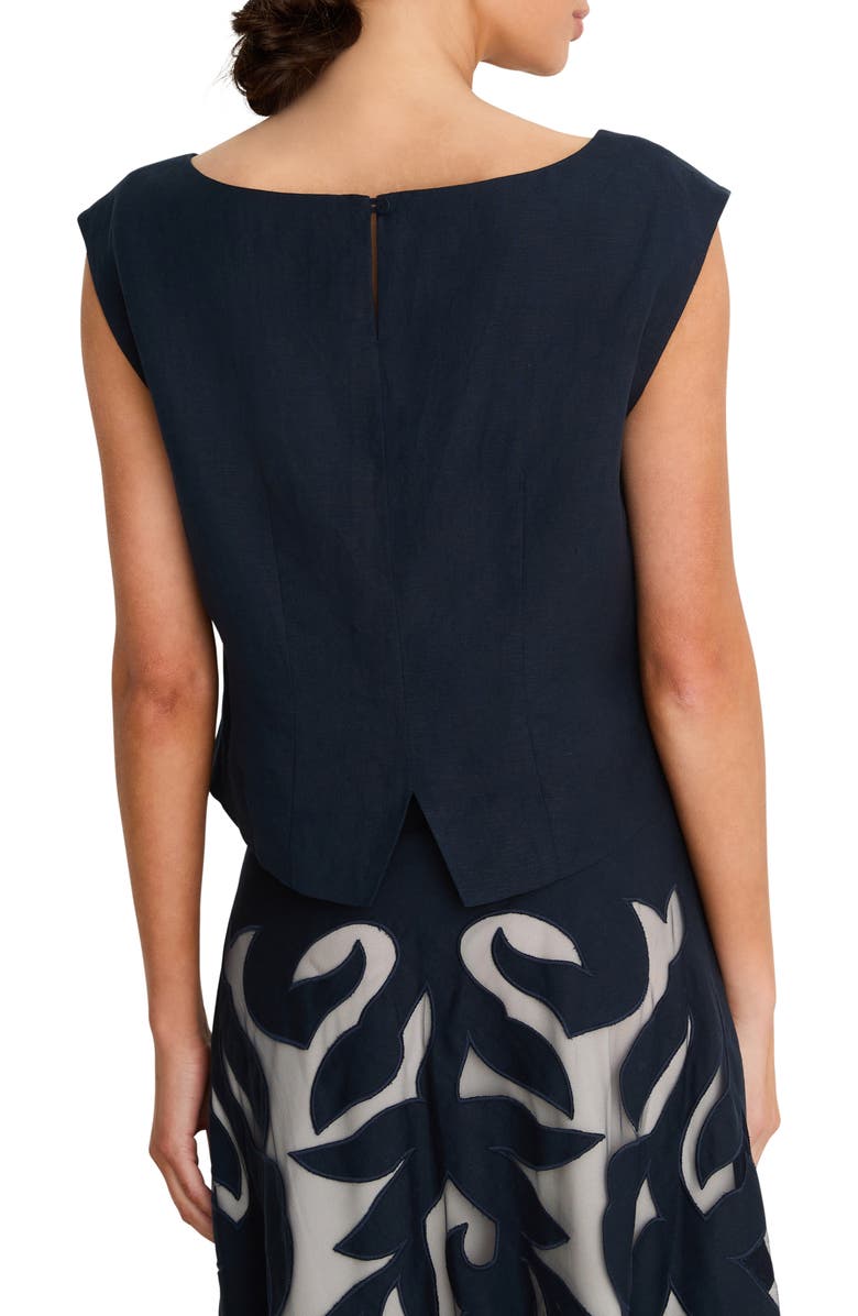 NIC+ZOE Antibes Mesh Cutout Cambric Cotton Top, Alternate, color, Dark Indigo