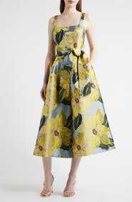 Julia Jordan Floral Jacquard Midi Cocktail Dress