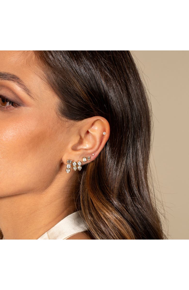 BY ADINA EDEN Lab Grown Diamond Solitaire X Heart Bezel Stud Earring 14K, Alternate, color, 