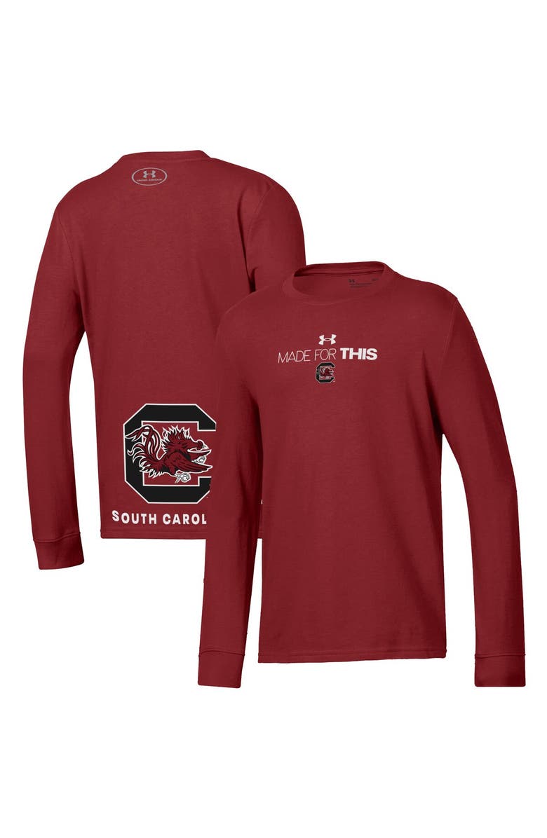Under Armour Youth Under Armour  Garnet South Carolina Gamecocks 2024 On-Court Bench Unity Performance Long Sleeve T-Shirt, Main, color, 