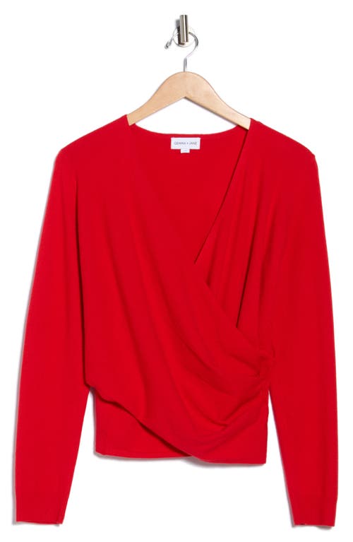 Gemma + Jane Crossover Front Sweater In Red