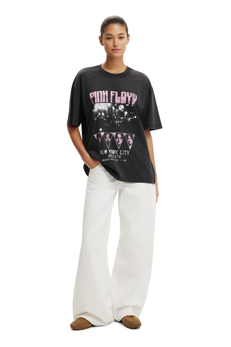 Women's The Lcn Music Boxy Graphic Tee, Alternate, color, Pink Floyd Ny City  Washed