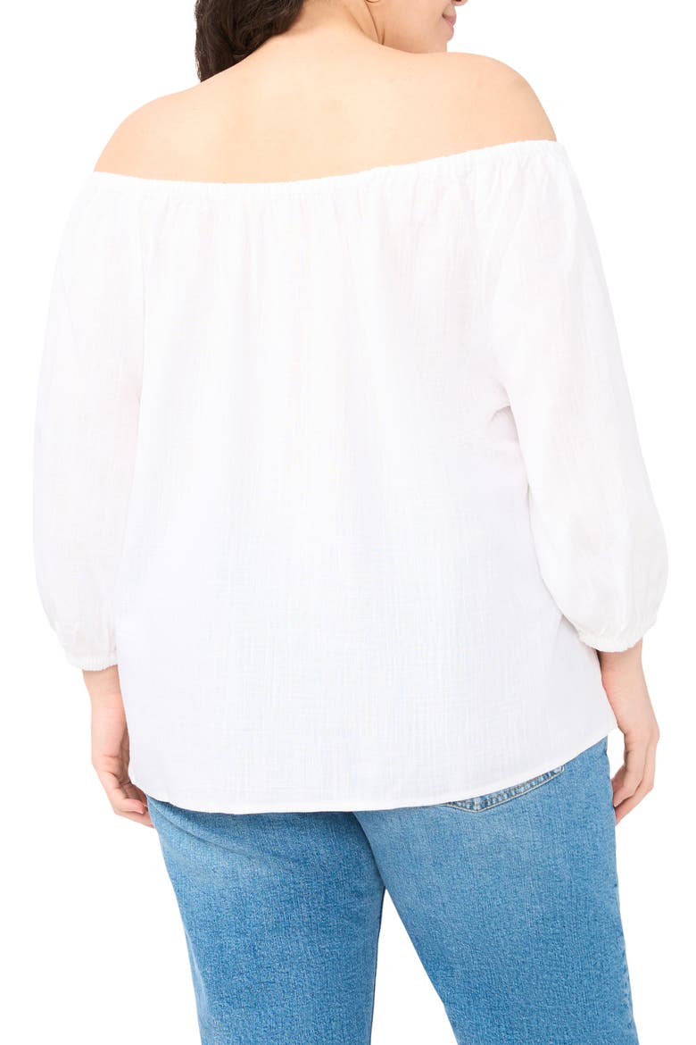 Off the Shoulder Puff Sleeve Top, Alternate, color, WHITE