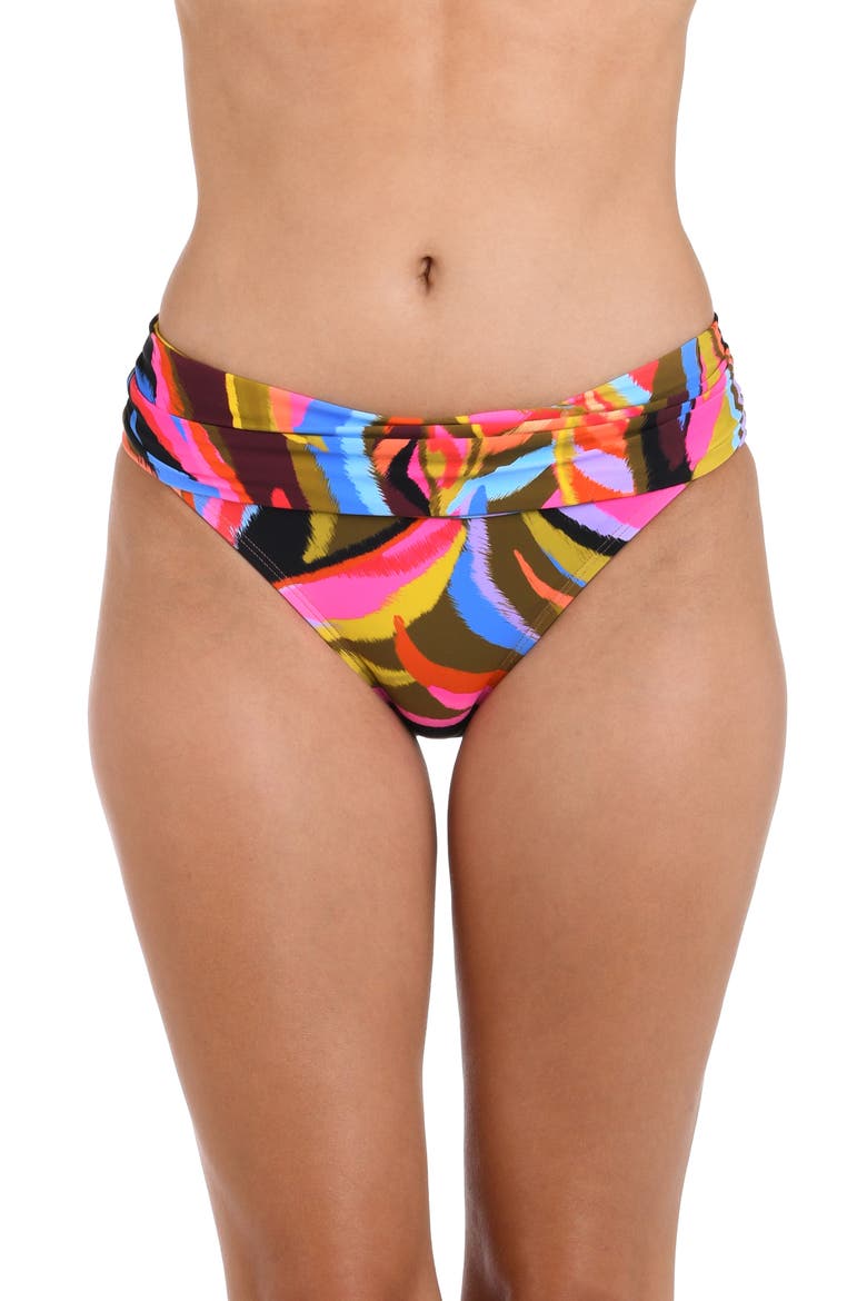 Tropic Waves Shirred Bikini Bottoms, Main, color, PINK