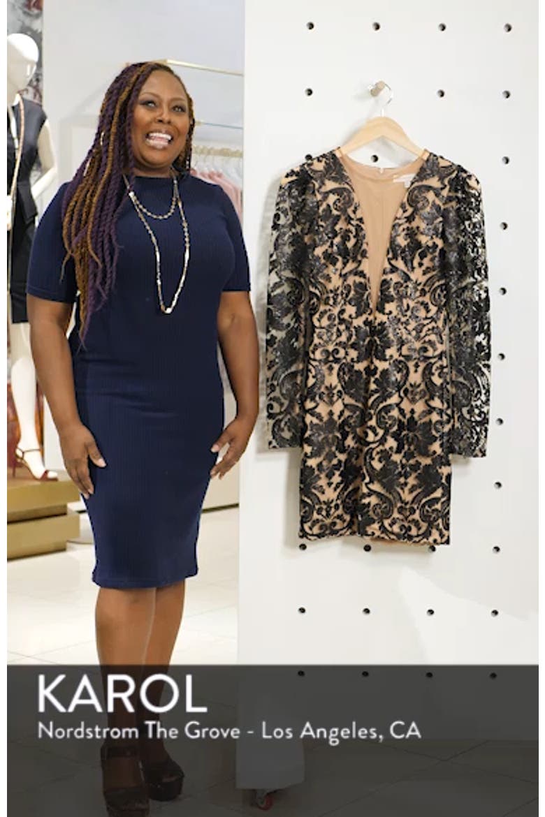 Claudia Plunging Illusion Sequin Lace Minidress (Nordstrom Exclusive) video