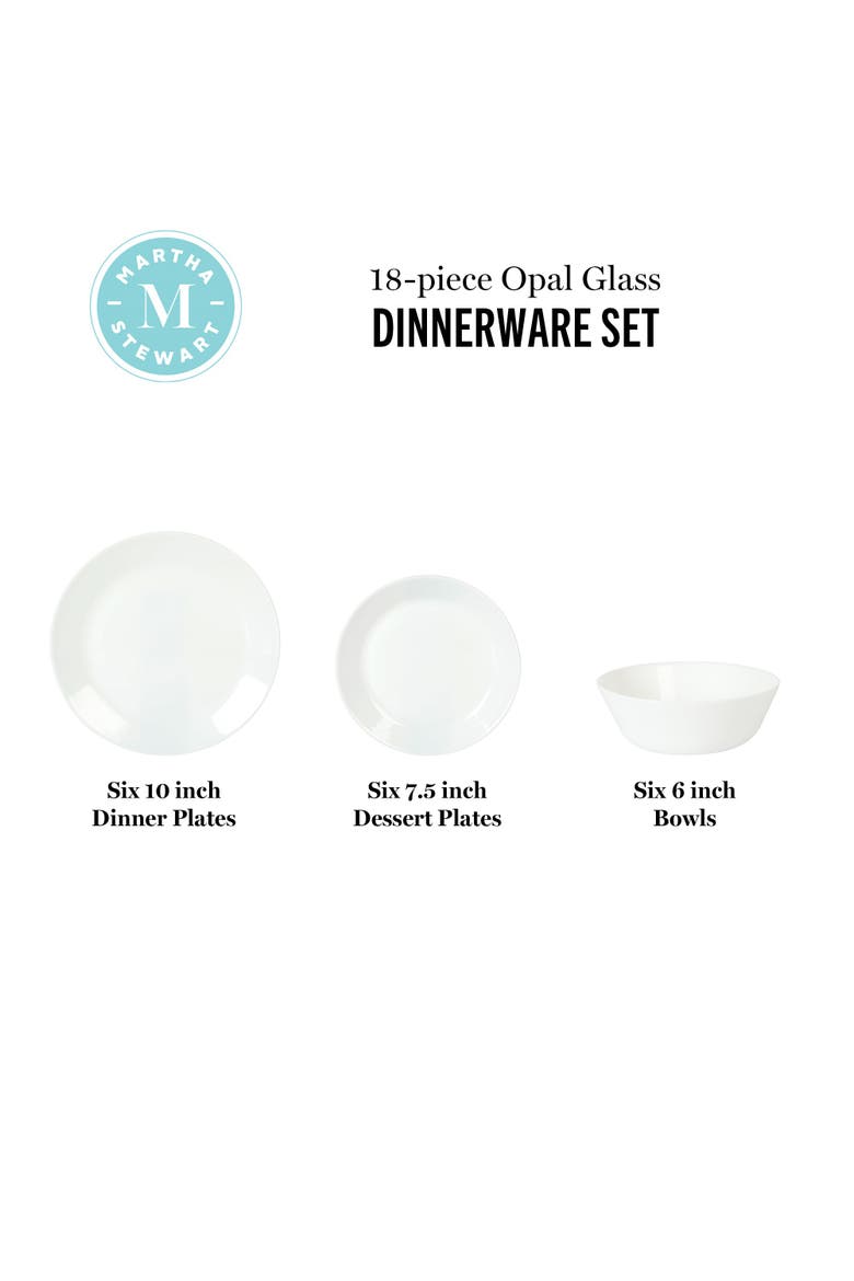 Opalton 18-Piece Chip Resistant Opal Glass Dinnerware Set, Alternate, color, Multicolor