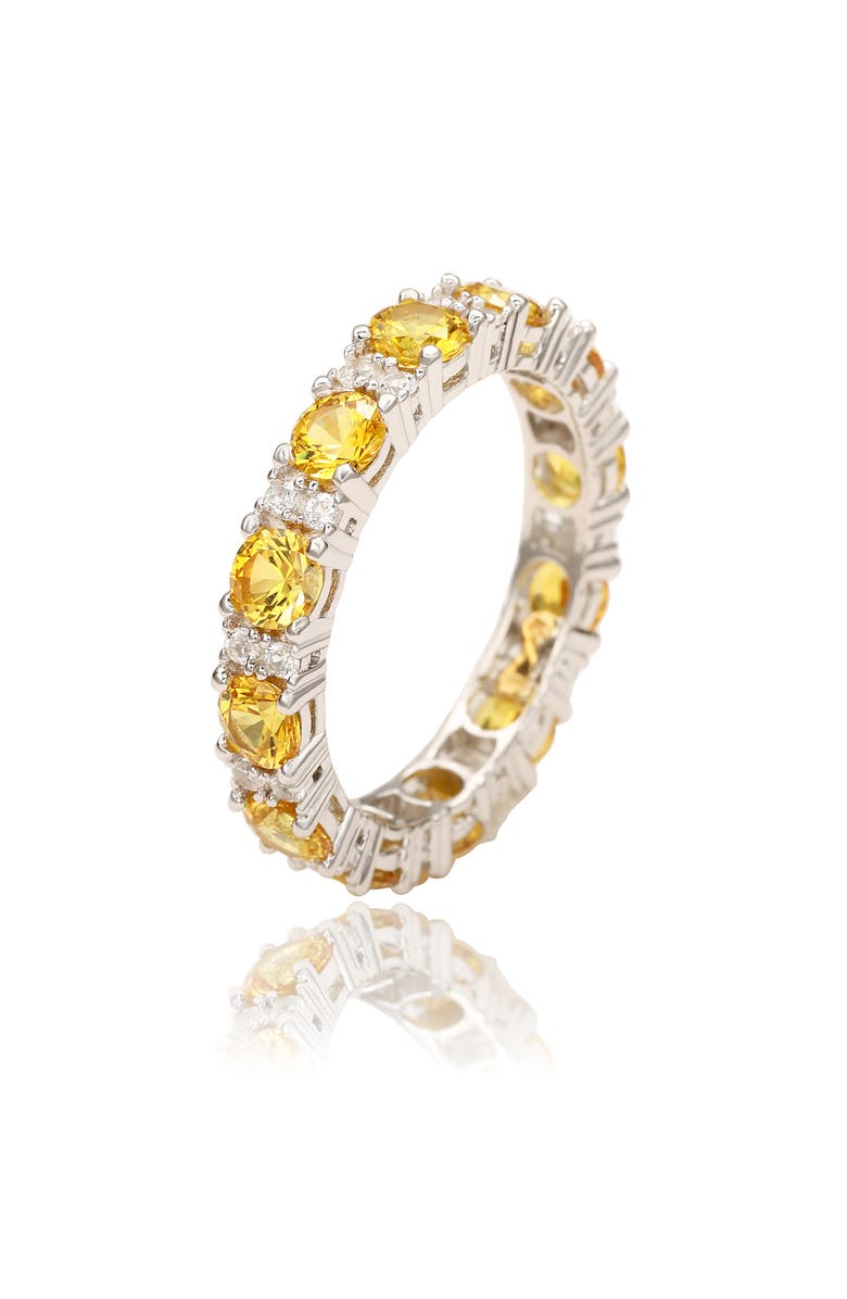 SUZY LEVIAN Sterling Silver Yellow Sapphire & Lab Created White Sapphire Eternity Ring, Alternate, color, Yellow