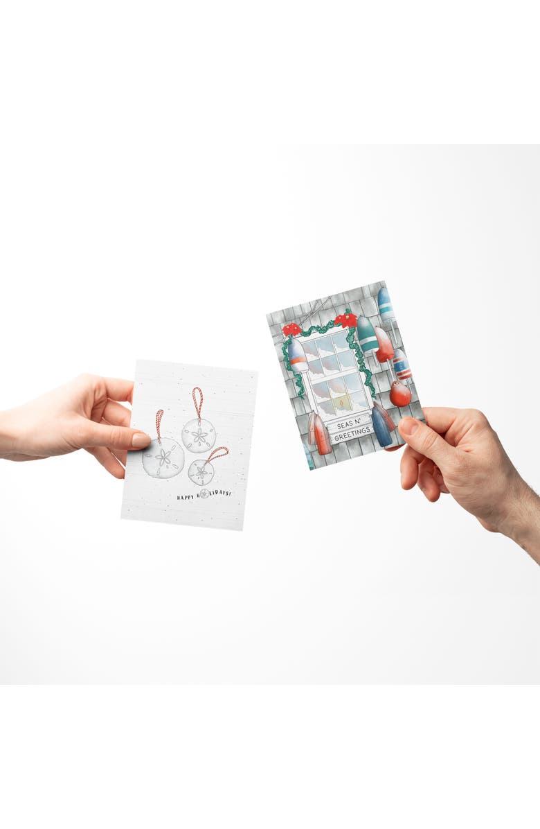 Ramus & Co Season's Greetings, Happy Holiday Sand Dollar, Merry and Bright Winter/Holiday/Christmas Greeting Card Pack Sets, Alternate, color, Multi-Pack