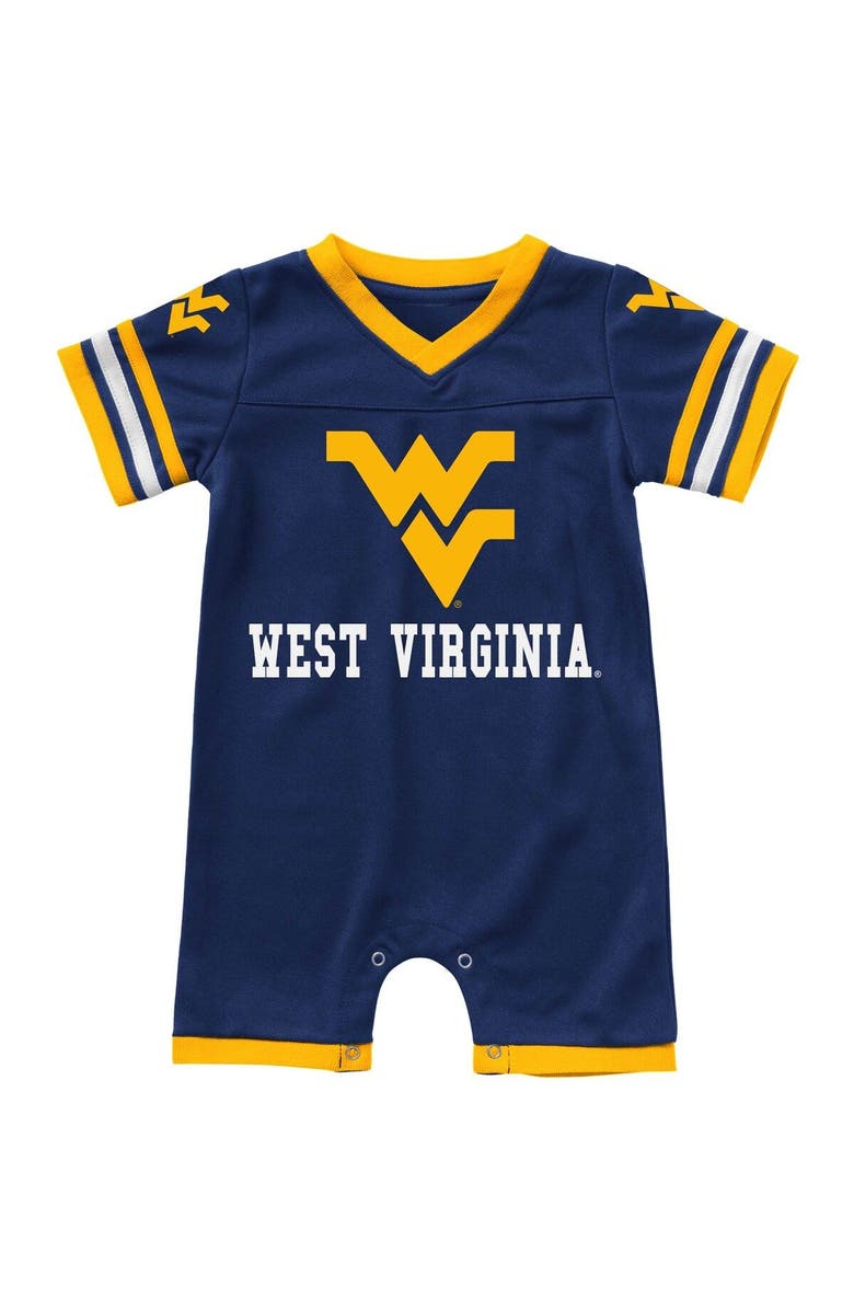 COLOSSEUM Newborn & Infant Colosseum Navy West Virginia Mountaineers Bumpo Football Logo Romper, Main, color, Navy