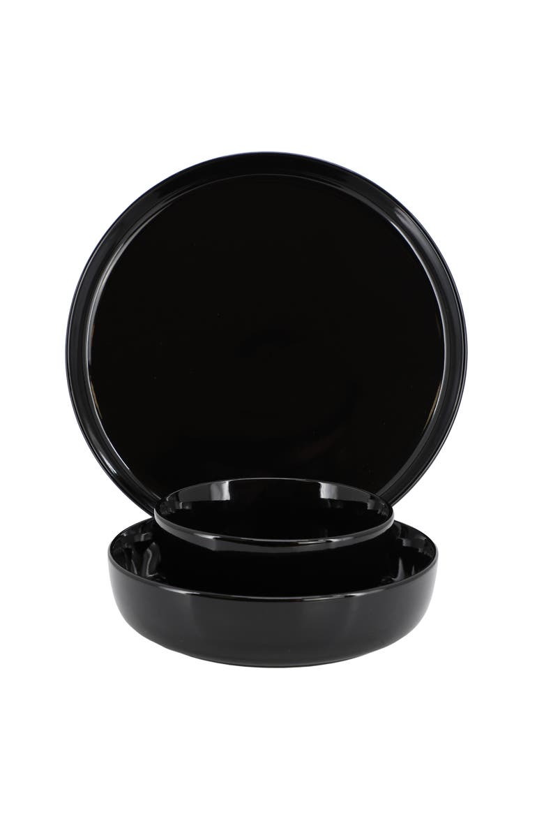 Duncan 18 Piece Porcelain Dinnerware Set, Alternate, color, Black