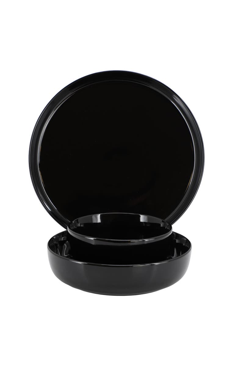 Elama Duncan 18 Piece Porcelain Dinnerware Set, Alternate, color, Black
