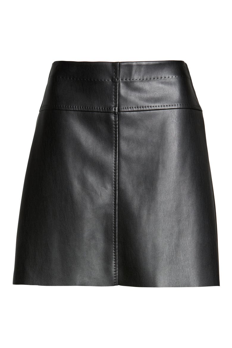 Faux Leather Miniskirt, Alternate, color, BLACK