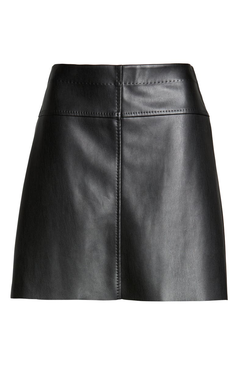 MAX STUDIO Faux Leather Miniskirt, Alternate, color, Black