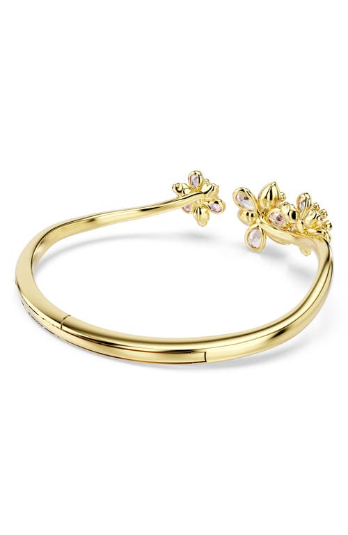 Swarovski Idyllia Crystal Flower Open Bangle Bracelet In Gold