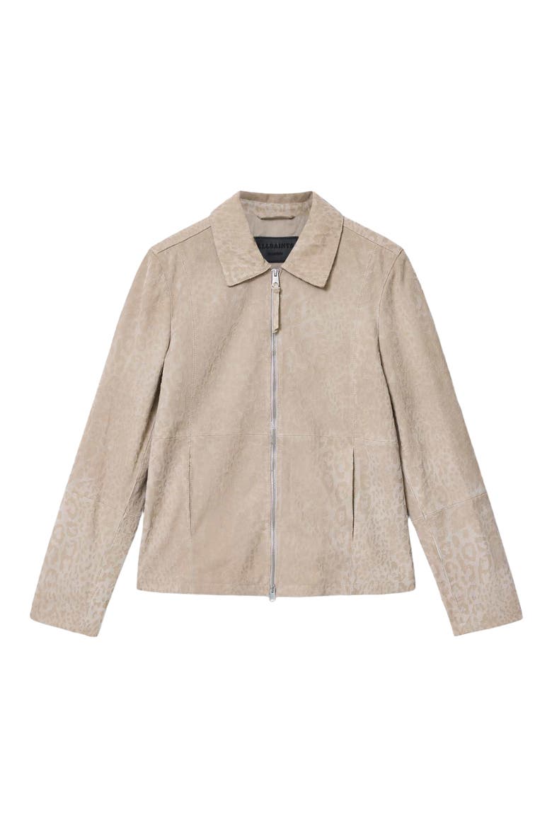 Hockley Debossed Animal Print Suede Jacket, Alternate, color, PASILLA BROWN