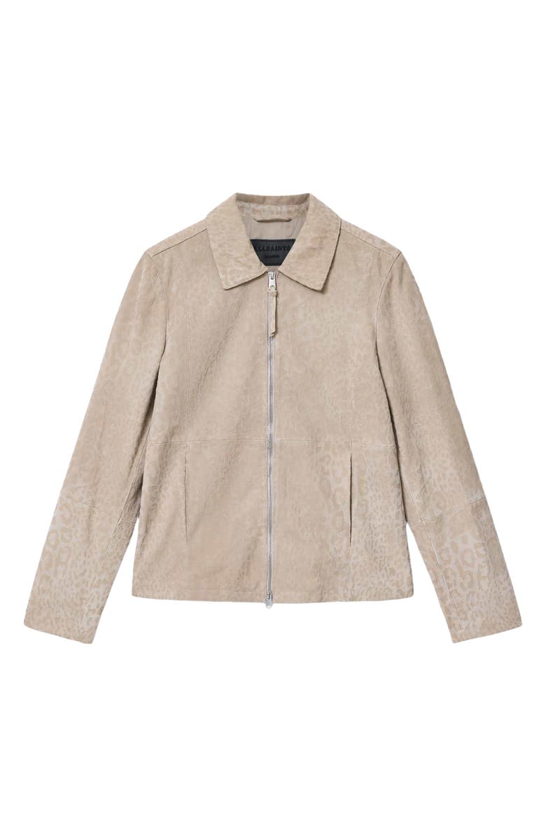 AllSaints Hockley Debossed Animal Print Suede Jacket, Alternate, color, Pasilla Brown