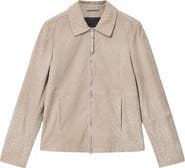 AllSaints Hockley Debossed Animal Print Suede Jacket
