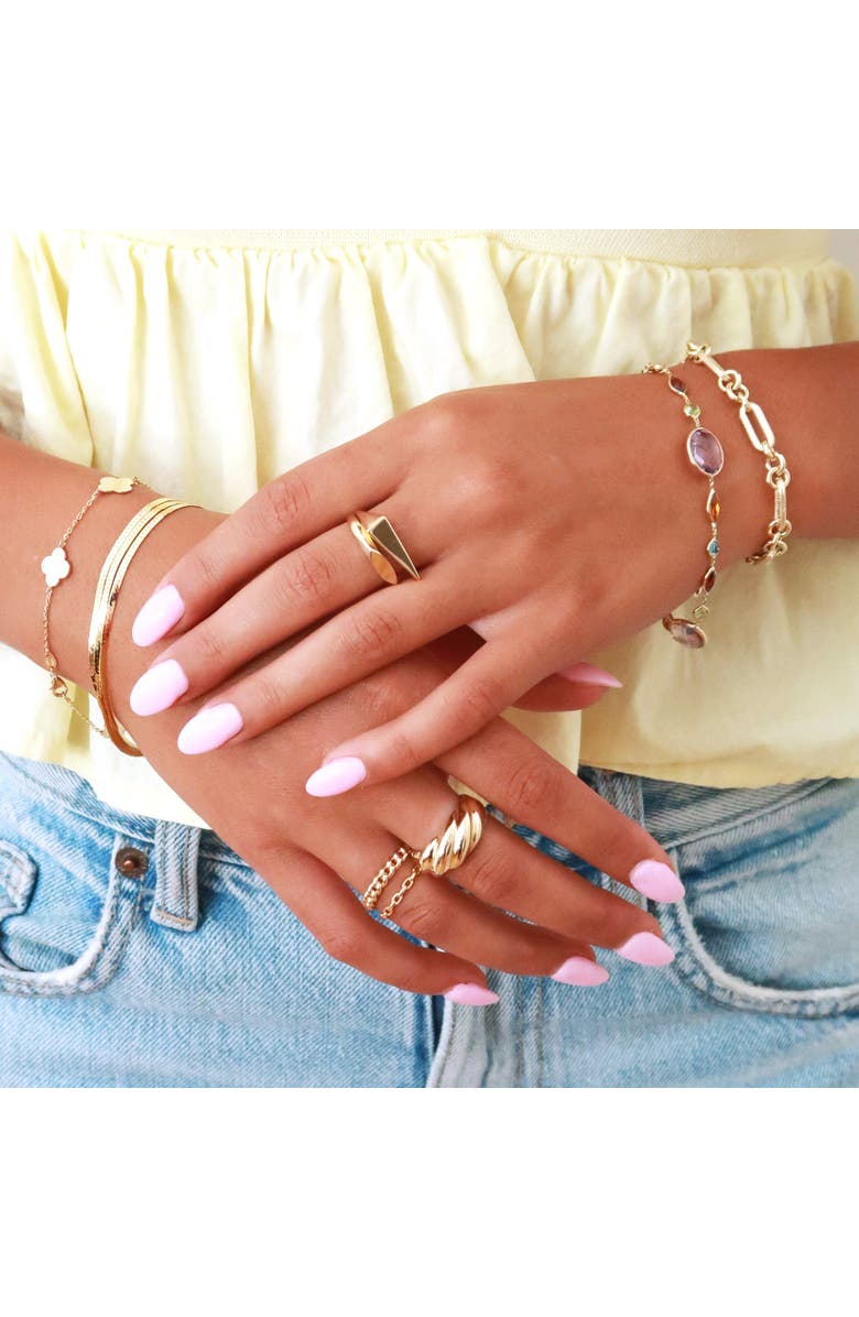 The Lovery Fine Jewelry Triple Strand Herringbone Bracelet, Alternate, color, Yellow Gold