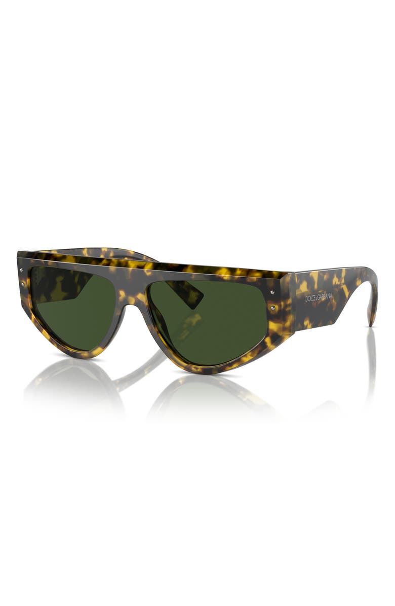 Dolce&Gabbana 57mm Rectangular Sunglasses, Alternate, color, Dark Green