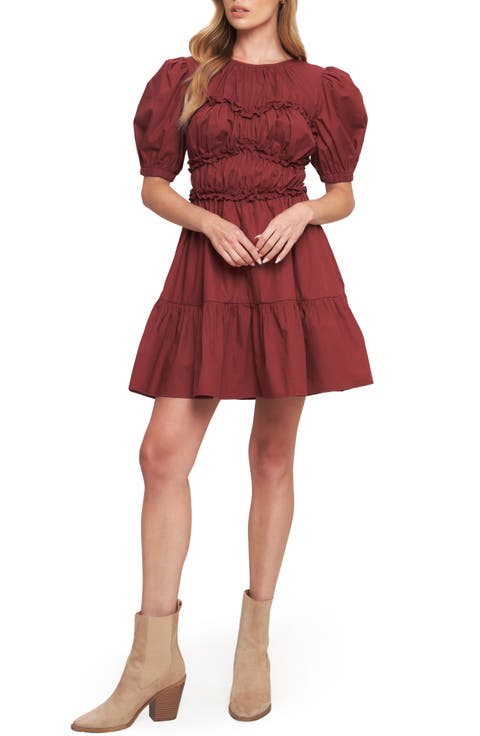 Ruffle Scrunch Puff Sleeve Minidress