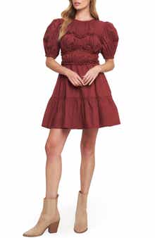 Ruffle Scrunch Puff Sleeve Minidress