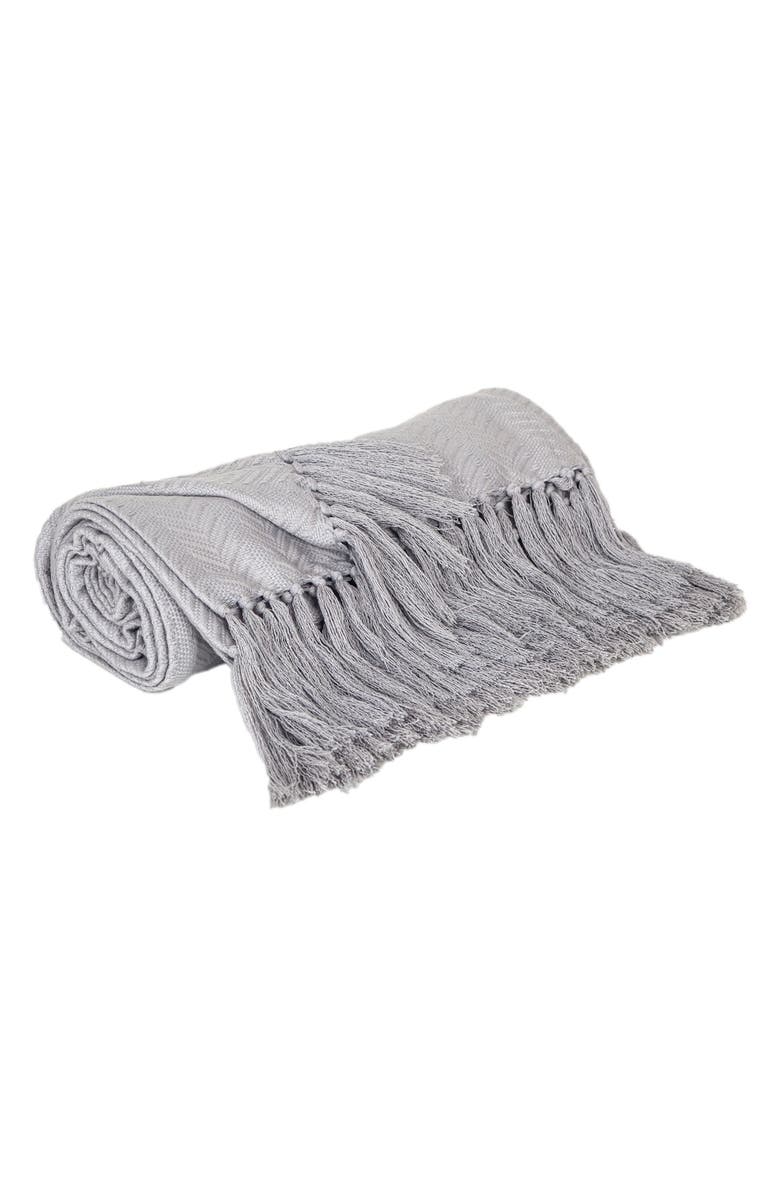 PARKLAND COLLECTION Airi Chevron Fringe Throw Blanket, Alternate, color, Seafoam