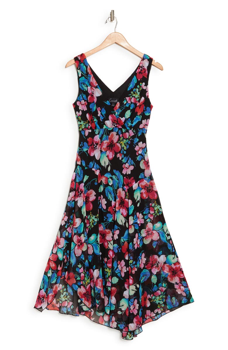 Connected Apparel Asymmetric Hem Midi Dress, Alternate, color, 