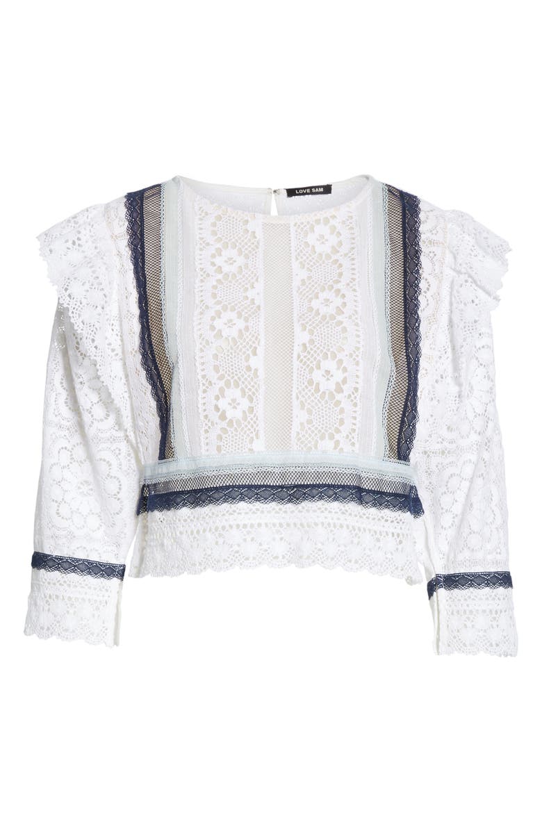 Love Sam Scarlet Lace Crop Top, Alternate, color, 