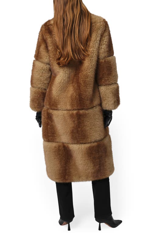 Apparis Sylke Pluche™ Faux Mink Longline Coat In Brown