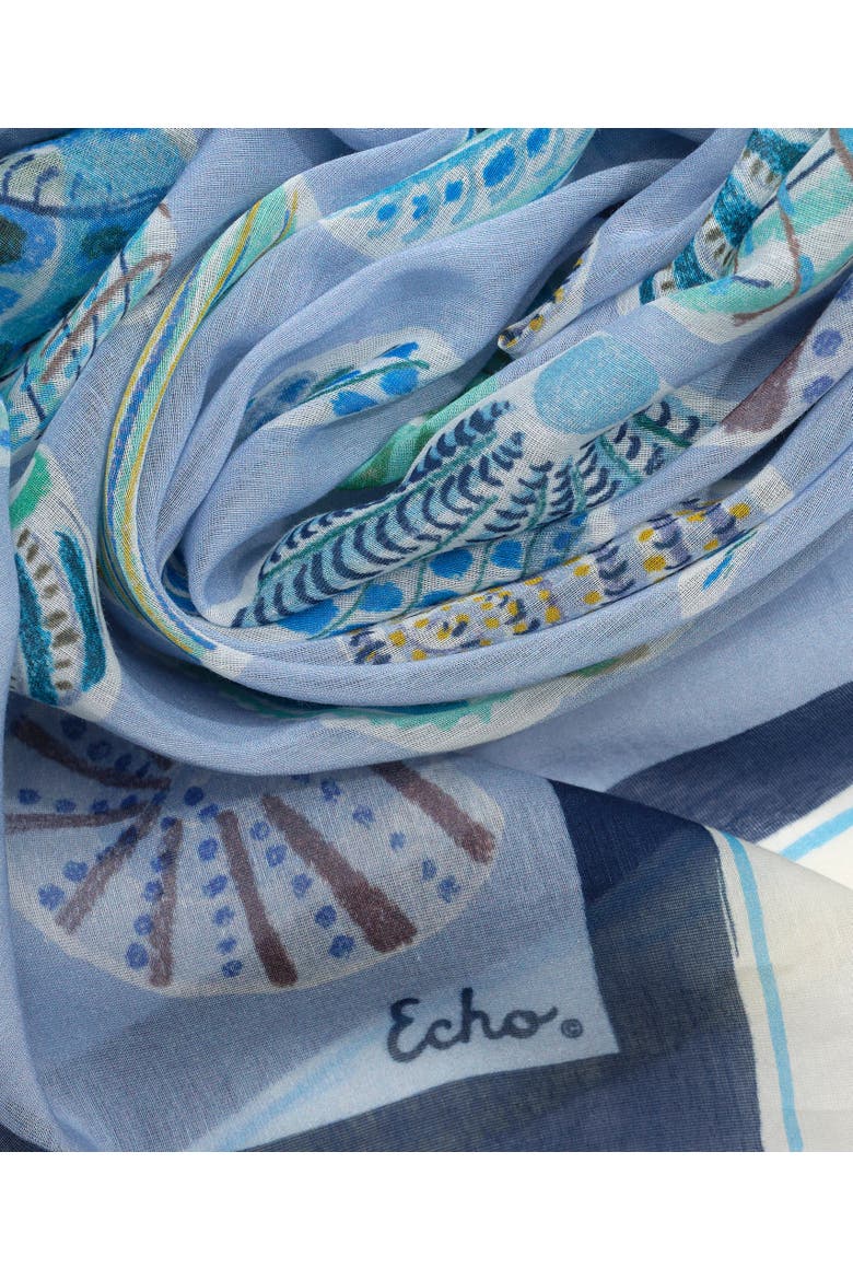 Sea Shells Sarong, Alternate, color, Chambray