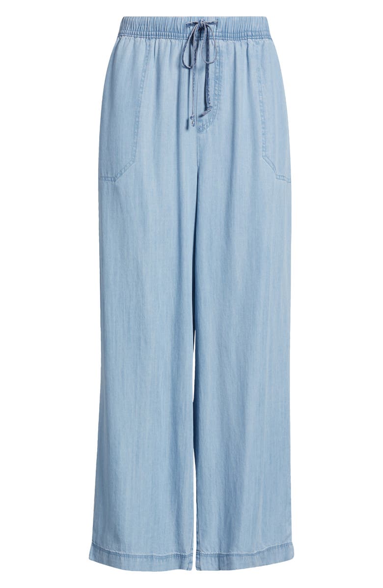 beachlunchlounge Inaya Chambray Drawstring Pants, Alternate, color, Light Wash