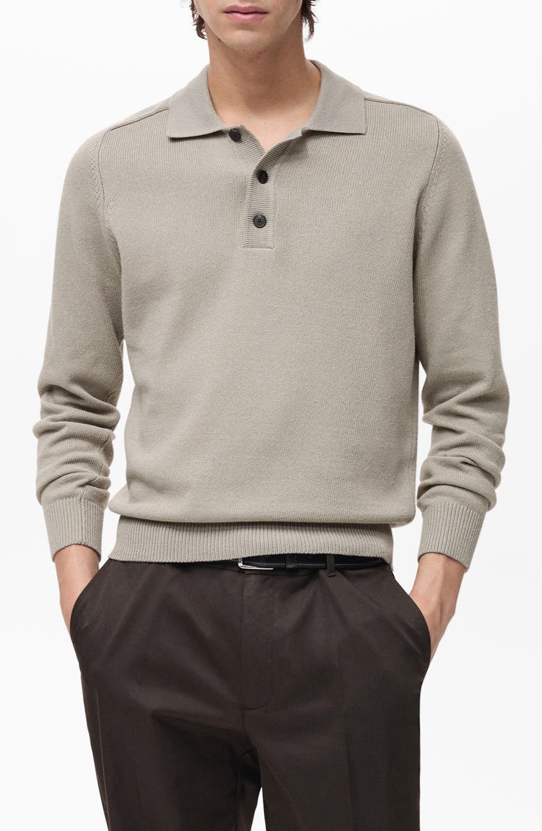 MANGO Long Sleeve Polo Sweater, Main, color, 