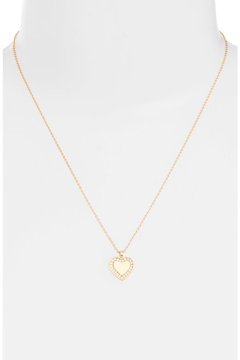 Cubic Zirconia Heart Pendant Necklace, Alternate, color, GOLD