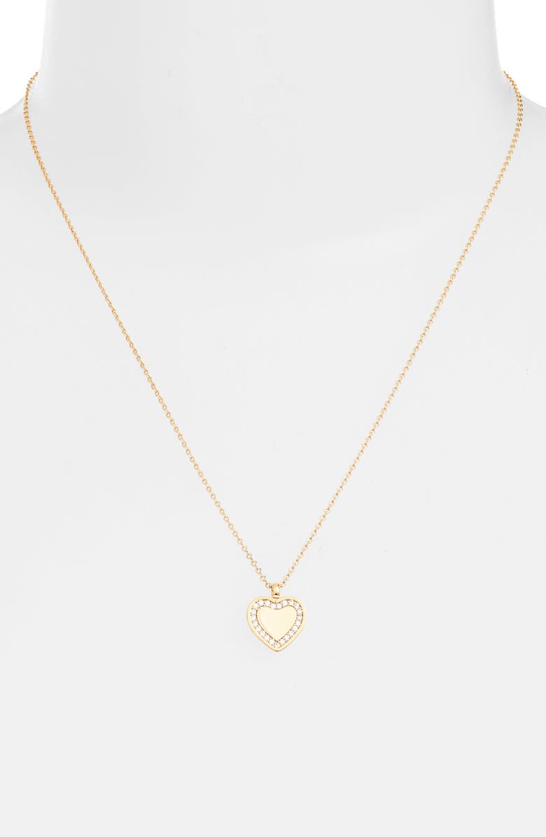 Estella Bartlett Cubic Zirconia Heart Pendant Necklace, Alternate, color, Gold
