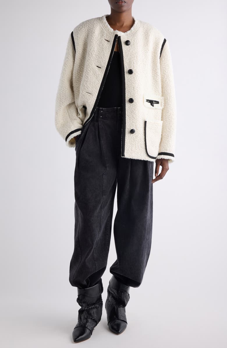 Isabel Marant Maylin Bouclé Tweed Jacket, Alternate, color, Ecru