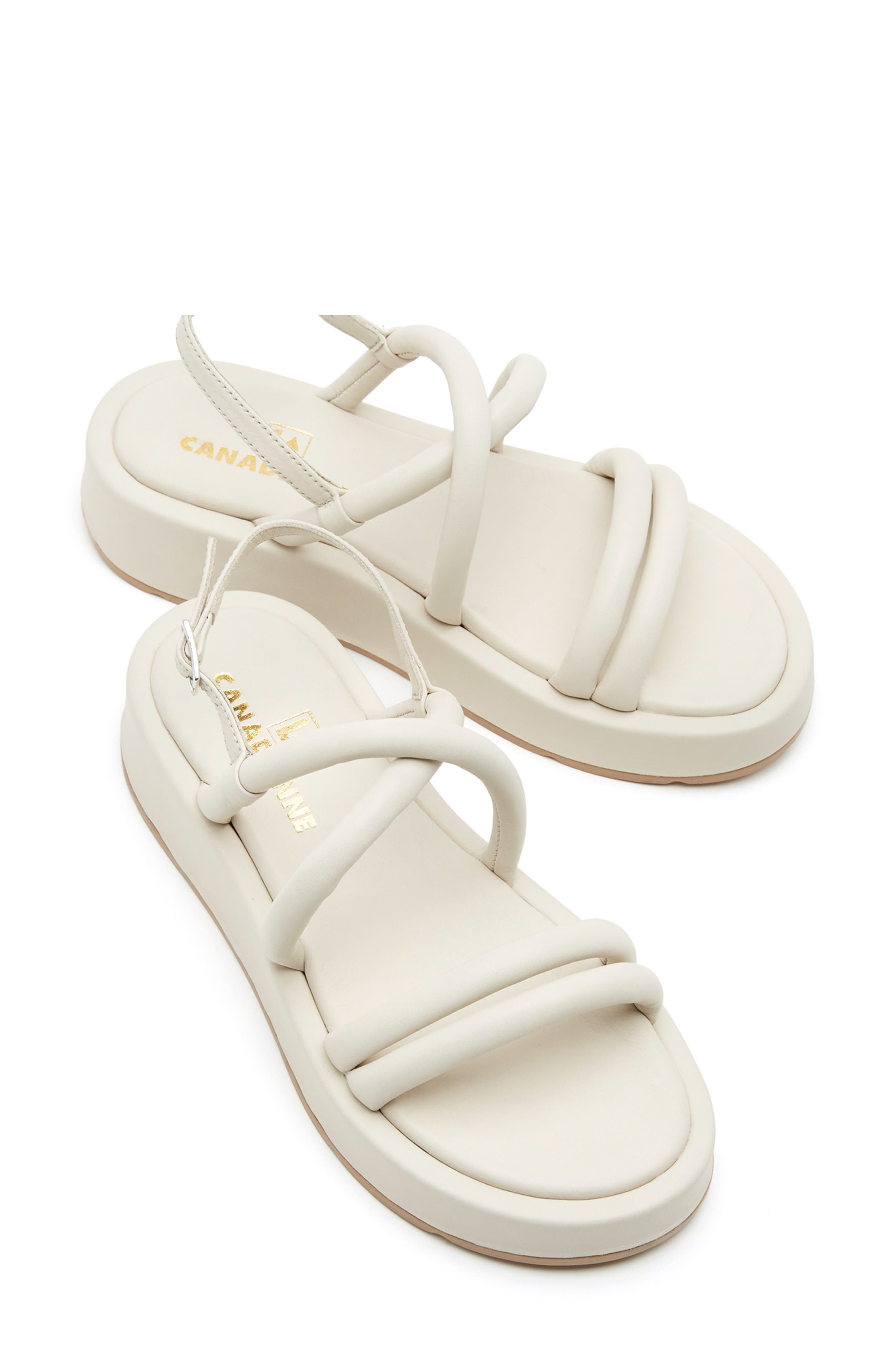 Abi Leather Platform Sandal, Alternate, color, MILK LEATHER