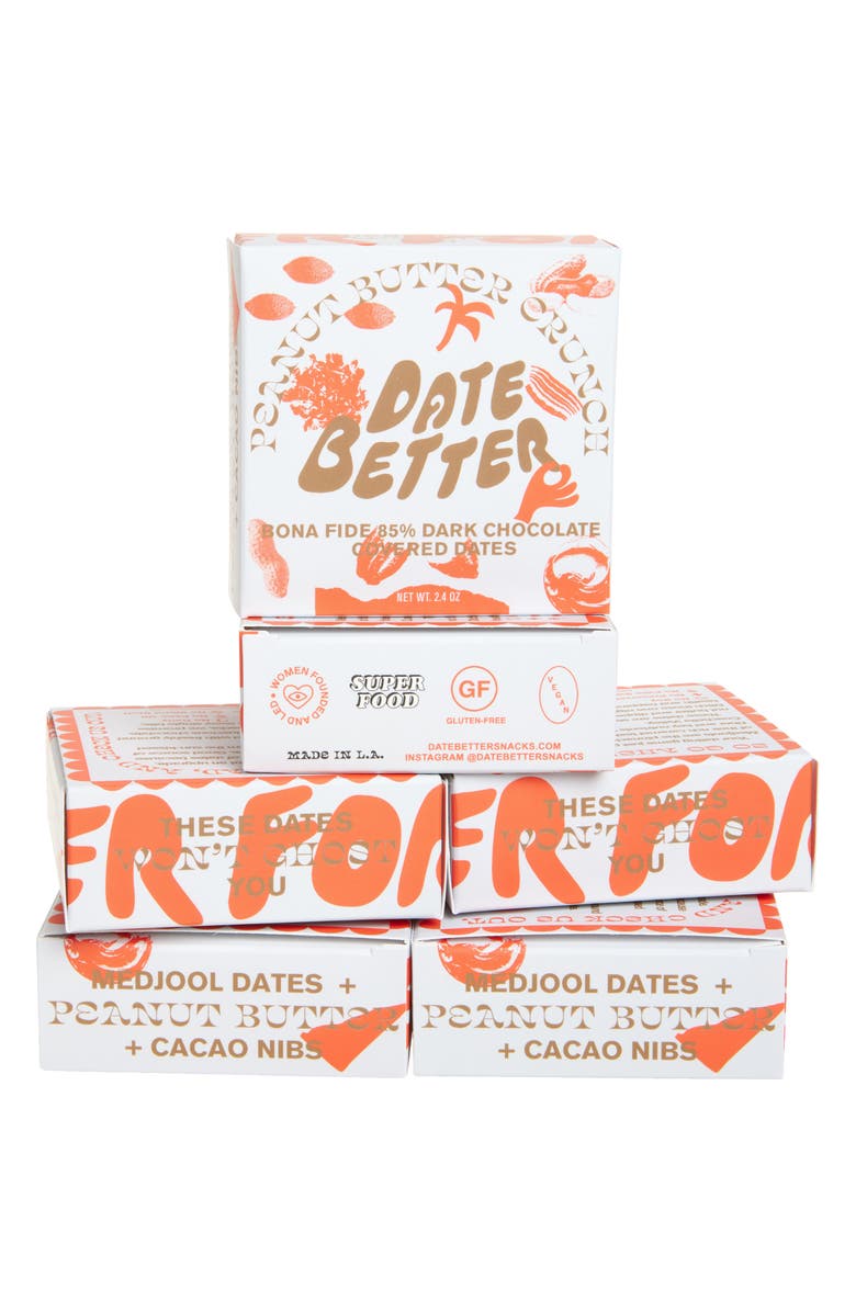 DATE BETTER Peanut Butter Crunch Dark Chocolate Covered Dates 6-Pack, Main, color, Peanut Butter Crunch