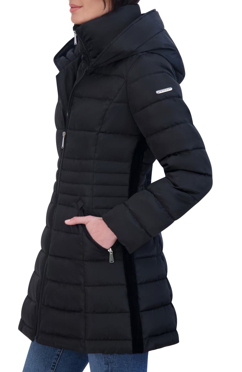 Laundry by Shelli Segal Quarter Bibbed Puffer Jacket, Alternate, color, Black
