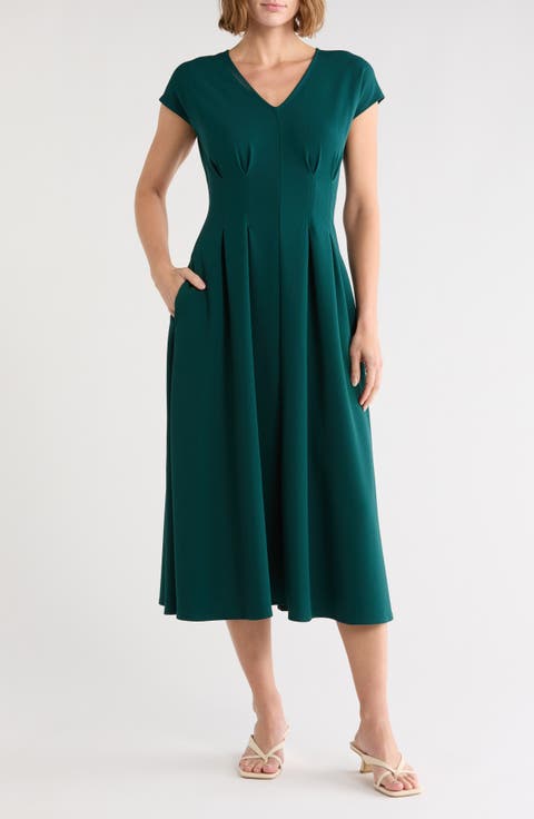 Pleated Waist A-Line Dress