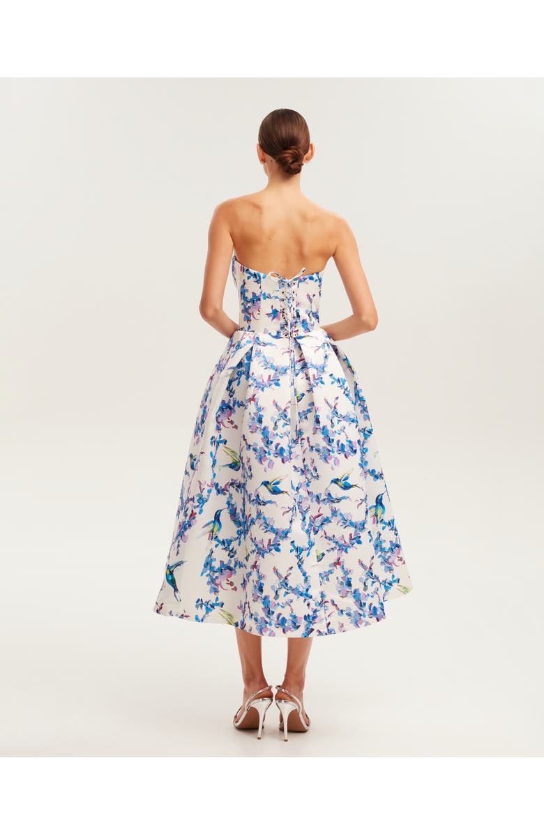 Milla Corset Midi Formal Occasion Dress, Alternate, color, Lavender Birds
