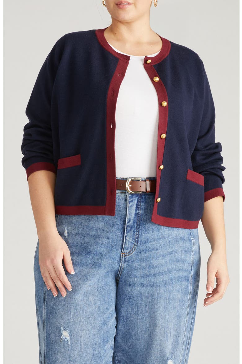 Gabrielle Cardigan, Main, color, MIDNIGHT BLUE/ RED