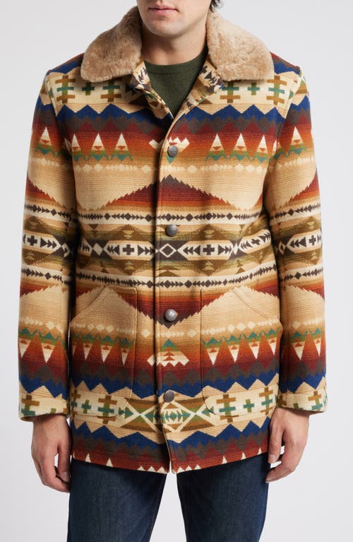 Pendleton Brownsville Wool & Cotton Coat with Genuine Shearling Collar in Solstice Canyon 