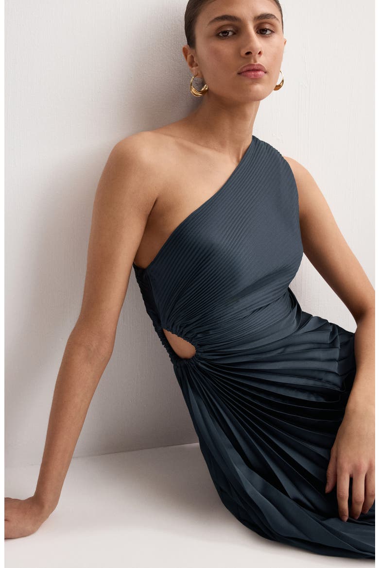 One-Shoulder Evening Dress, Alternate, color, BLUE