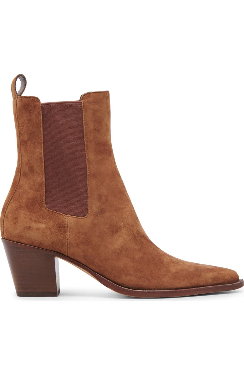 Dolce Vita Shadie Pointed Toe Chelsea Bootie -, Alternate, color, Brown Suede