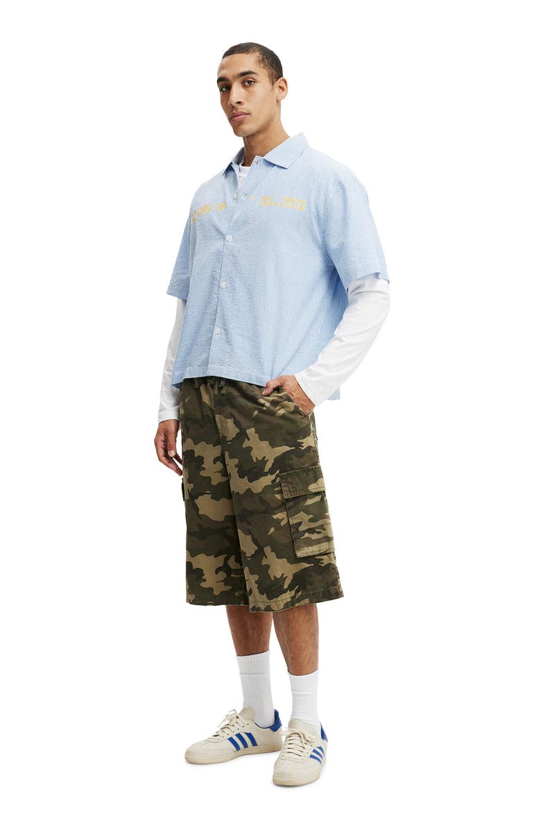 Cotton On Men's Ventura Short Sleeve Shirt, Alternate, color, Blue Stripe Print