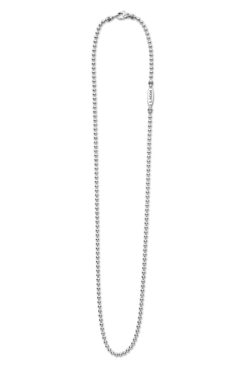 Men's Signature Caviar Sterling Silver Beaded Ball Chain Necklace, Main, color, SILVER