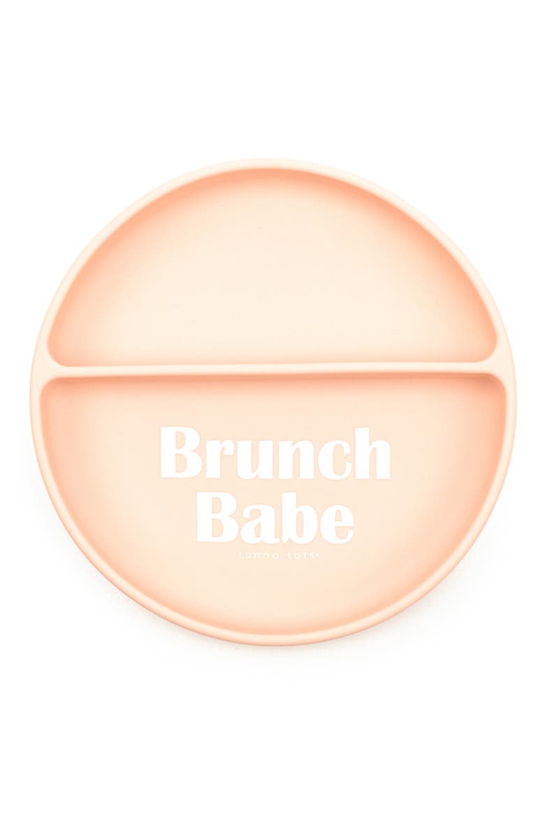 Brunch Babe Silicone Plate, Main, color, PINK