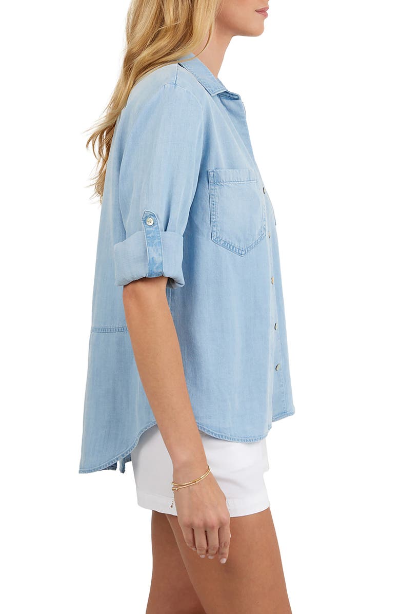 Bella Dahl Split Back Denim Shirt, Alternate, color, Light Sun Spray