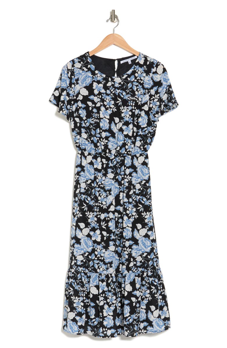Collective Concepts Short Sleeve Floral Print Midi Dress, Alternate, color,