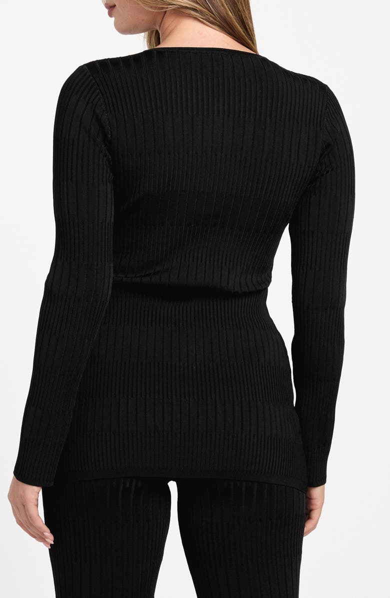 Marciano Janet Rib Cardigan, Alternate, color, Jet Black A996